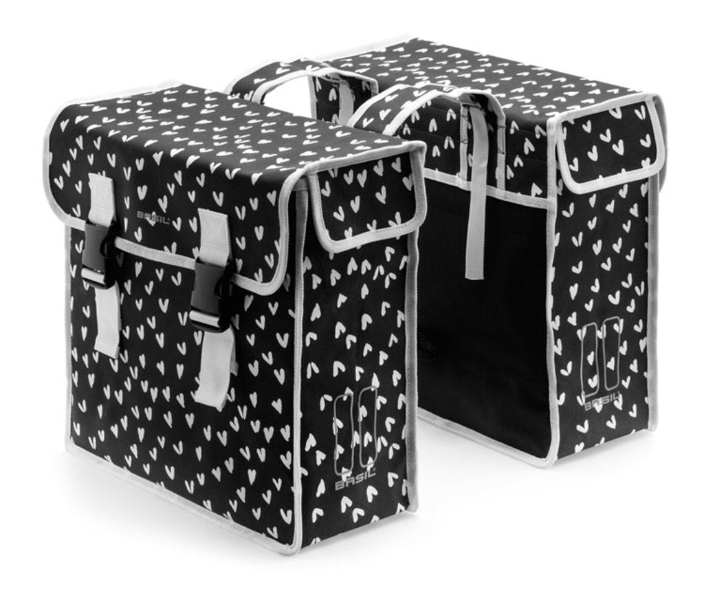 Dubbele-Fietstas-Basil-Mara-XL-Heart-Dots-35-Liter Dubbele-Fietstas-Basil-Mara-XL-Heart-Dots-35-Liter